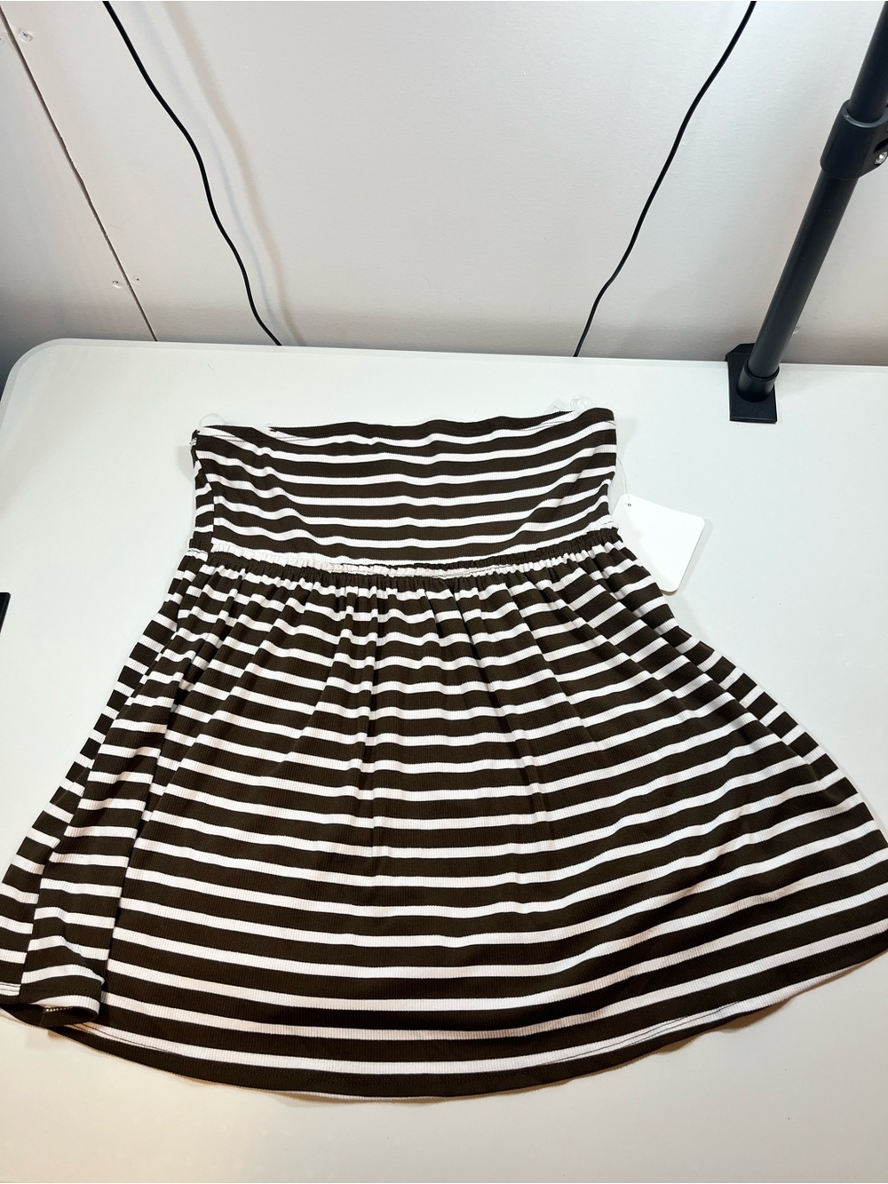 Rebellious Brown White Striped Strapless Mini Dress Size Large